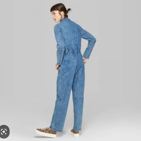 NWOT Wild Fable Women's Jumpsuit Denim S Long Sleeve Zip Durable - Picture 2 of 6